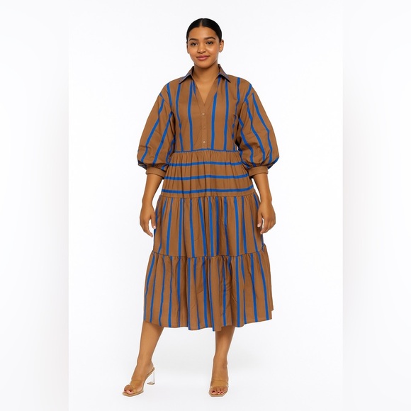 English Factory Striped Collared Midi Dress, size XS. - Picture 1 of 8